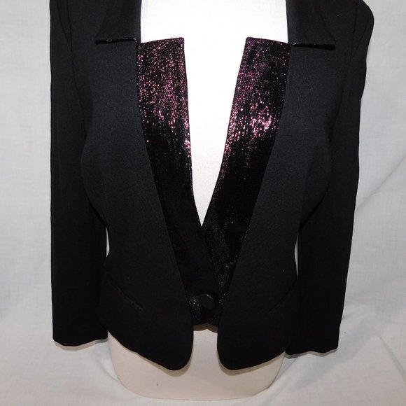 Yoana Baraschi Womens L Black Sparkle Detail Blazer - Picture 4 of 15